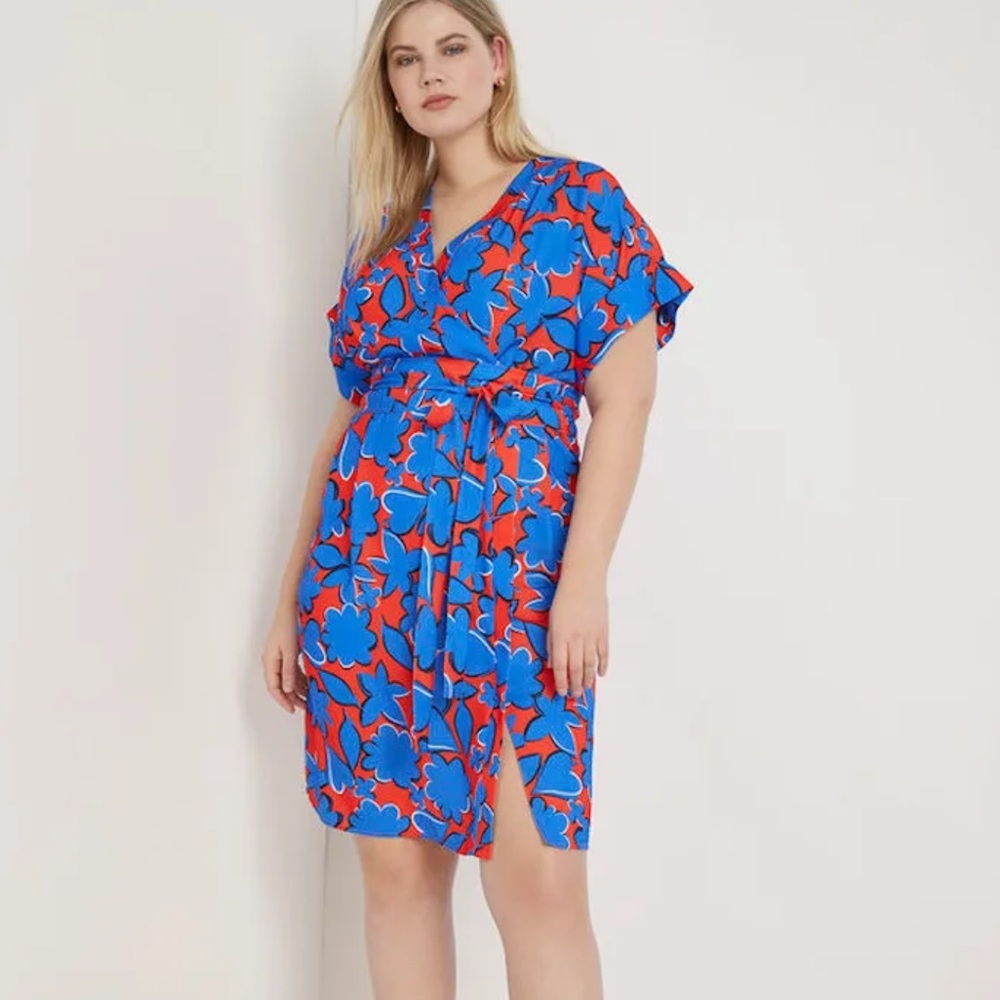 NWT Eloquii Red Blue Tie Dress sz 16